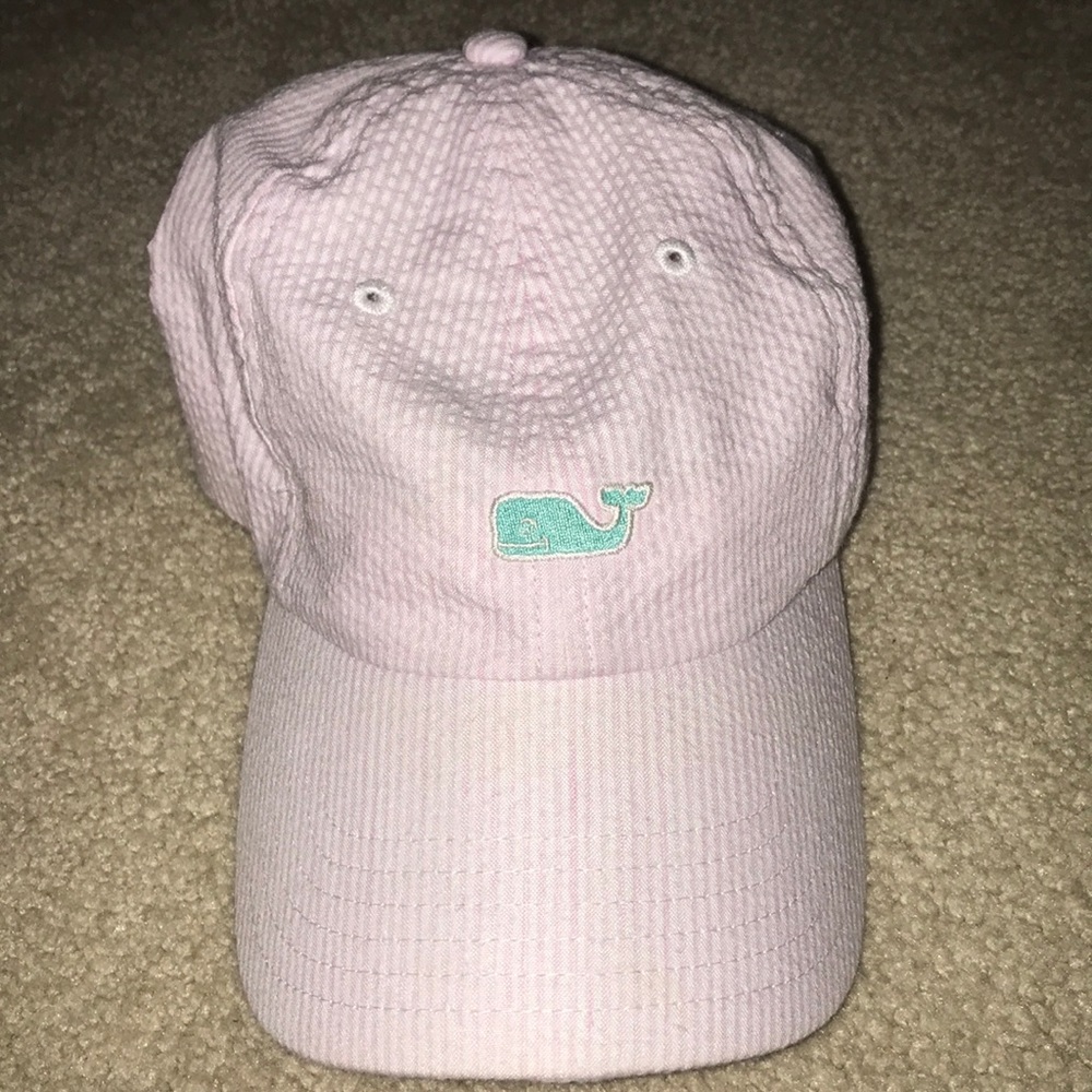 Adjustable Pink Pinstripe Vineyard Vines Hat OS